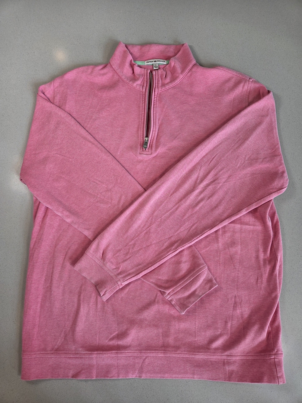 Peter Millar Pink Half-Zip Mock Neck Sweater